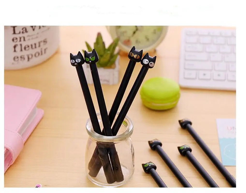 Черная голова кошка ручки для офиса школы письменные принадлежности Канцтовары |