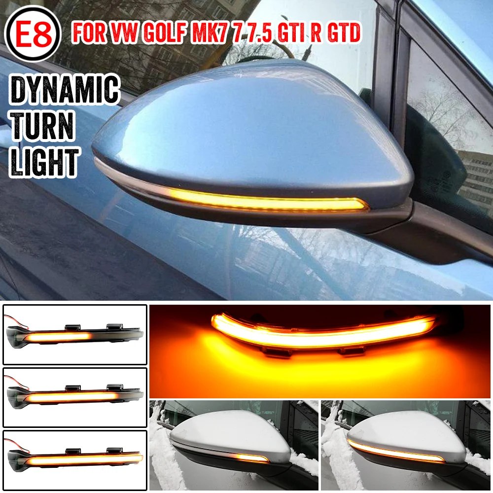 

For VW Golf MK7 7 GTI R GTD Dynamic Blinker LED Turn Signal Semi-smoke For Volkswagen Rline Touran Side Mirror Light