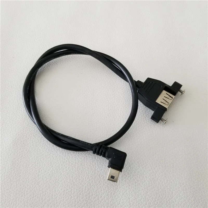 10pcs/lot 90 Degree Right Angle 5Pin Mini B Male to USB A Female Data Cable Line Panel Mount 50cm | Компьютеры и офис