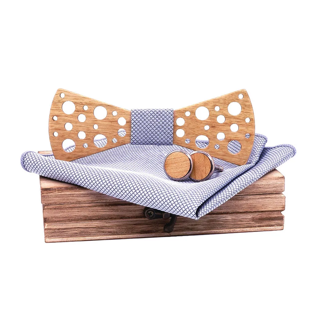 Womail 2019 Модный дизайн ручной деревянный галстук-бабочка галстук платок Набор