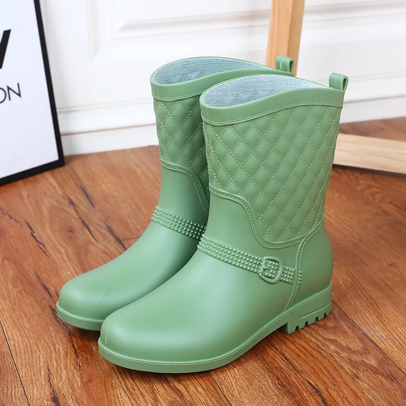 

Fashion Low-heeled Rain boots Female Adult Ankle boots Waterproof Rubber shoes ladies non-slip Galoshes Light234