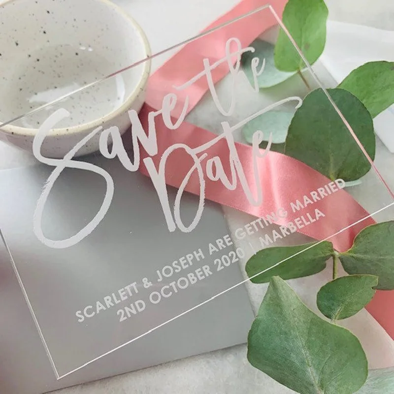 Прозрачное акриловое Свадебное приглашение современное каллиграфическое