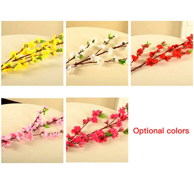 

Home Decoration Flower 3 Fork Sprig Artificial Peach Flower Fake Flower Bouquet