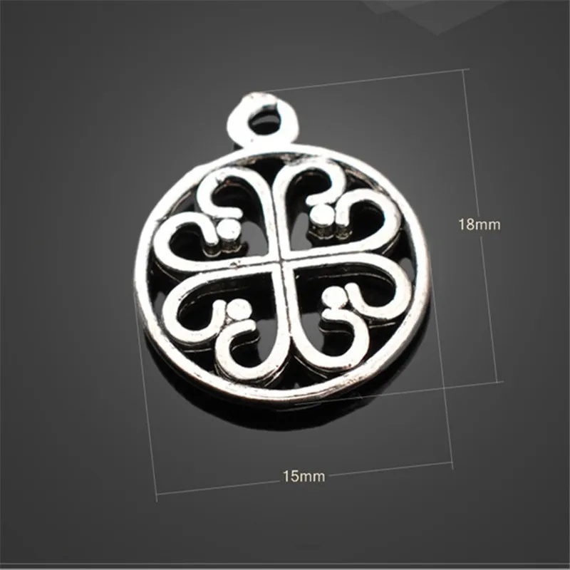 

200Pcs/lot Hollow Heart Round Charms for Bracelet and Necklace Handmade Jewelry Accessories
