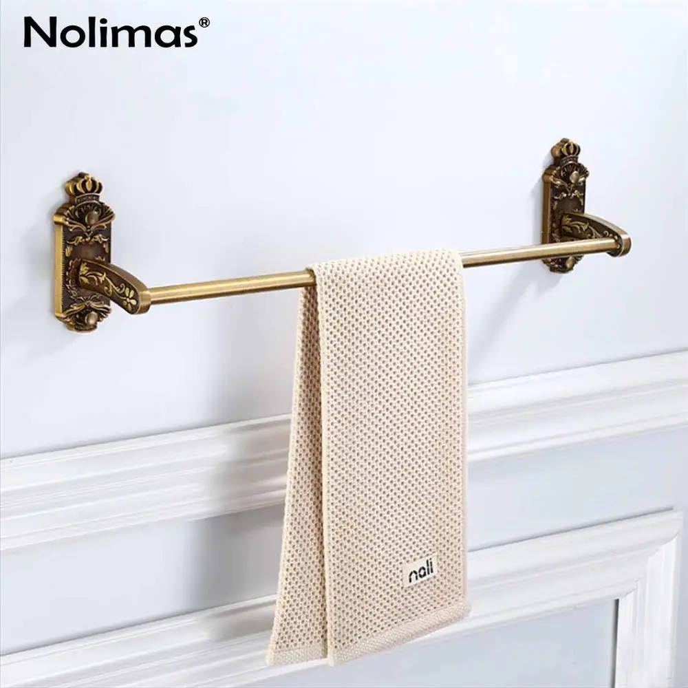 Single Towel Bar Античный матовый резной набор для ванной комнаты, алюминиевый держатель для полотенец, мыльница, держатель для бумаги, держатель для туалетной щетки, набор аксессуаров - Цвет: Single Towel Bar