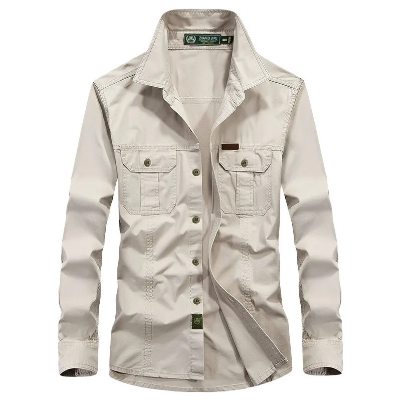 

Plus Size Military Shirt Men Spring Autumn Casual Long Sleeve Men Shirt 100% Cotton High Quality Shirts Male Camisa Masculina