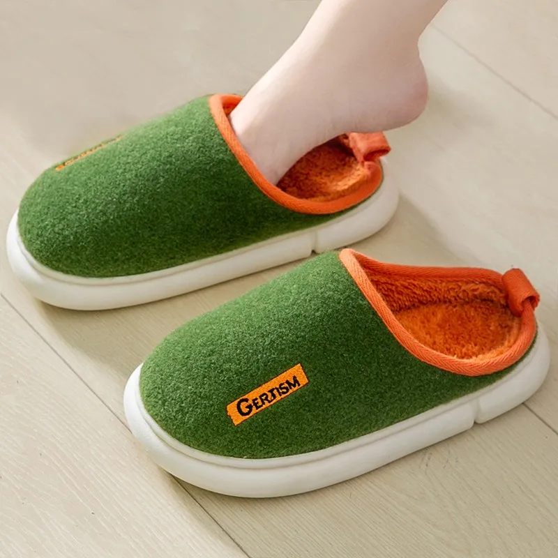 

Women Men Winter Warm Slippers Fashion Thick Soled Slip On Fluffy House Cotton Shoes Lovers Boys Girls Indoor Faux Fur Slides