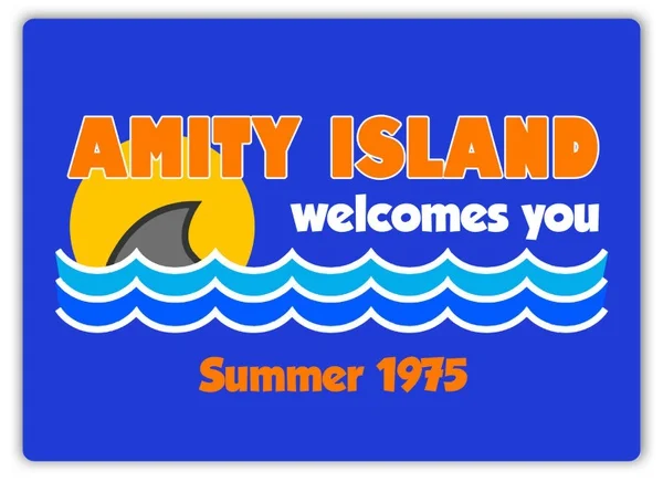 

Оловянная вывеска Amity Island с приветствием вас, настенное украшение, винтажная алюминиевая металлическая вывеска в стиле ретро, железная живо...