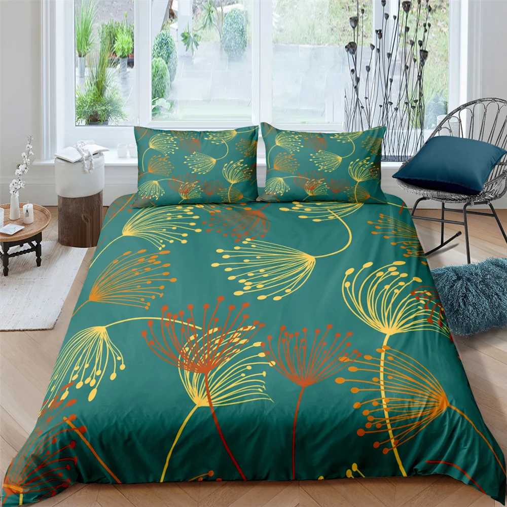 

Green Flowers Elegant 3D Bedding Set Custom Single Double King Size 2/3PCS Duvet Cover Set Quilt Cover Pillow Case Bed Set