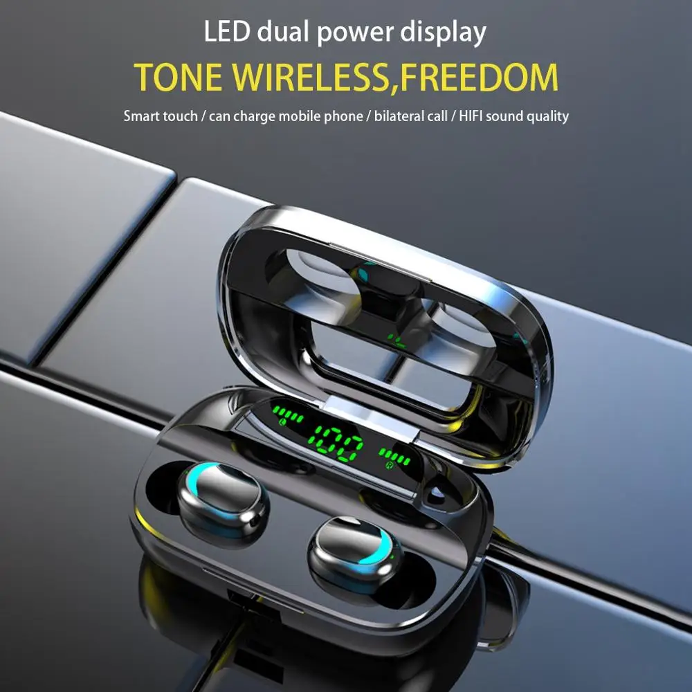 Беспроводная мини гарнитура Bluetooth стереонаушники с зарядным чехлом для Apple Samsung