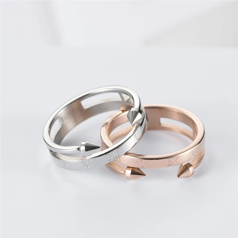 

Trendy 316l Stainless Steel Jewelry for Women Men Couples Luxury Brand Double Rivet Wedding Rings Men Gift Gothic Accessories
