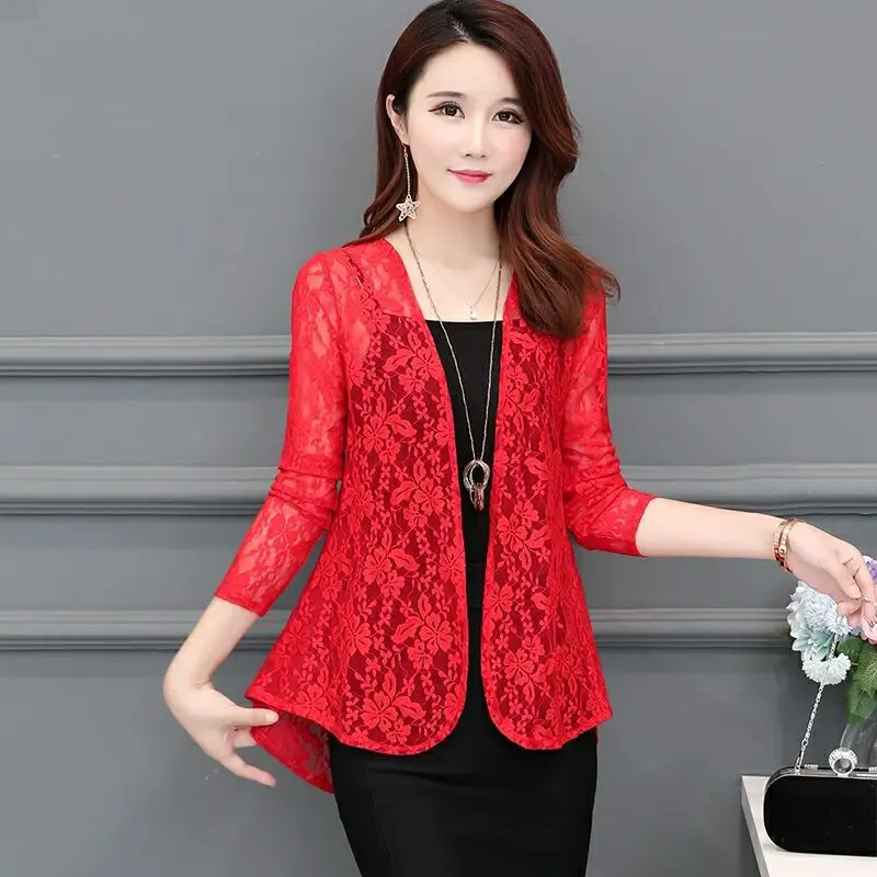 2020 модная летняя кружевная шаль маленькая куртка Женский короткий тонкий