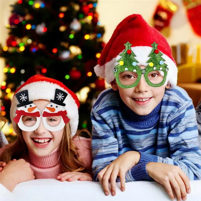 

Christmas Glasses Xmas Themed Plastic Eyeglasses Frames Photo Shooting Funny Party Props for Adults, 9 Pieces