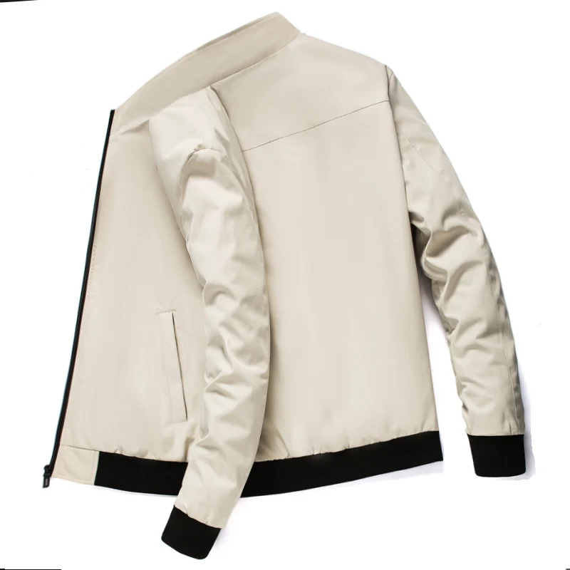 Мужская куртка-бомбер Повседневная облегающая однотонная верхняя одежда в стиле