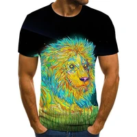 summer fashion street t shirt 3d printing lion pattern top casual round neck breathable oversized short sleeve mens clothes 6xl