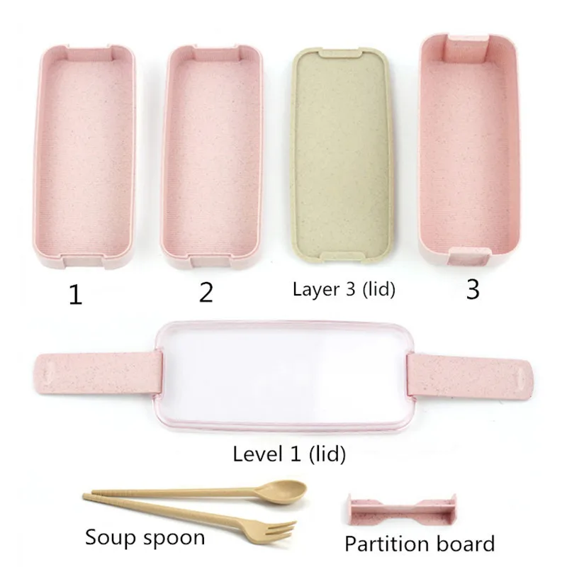 Контейнер для ланча 3 слоя пшеничной соломы 900 мл | Дом и сад