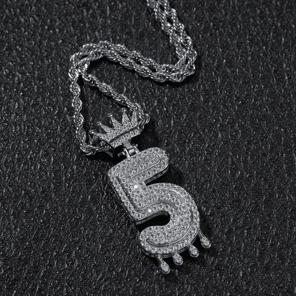 Uwin пользовательские Корона капельные цифры Bling Iced Out ожерелье для мужчин женщин золотой цвет кубический циркониевый хип хоп ювелирные изделия