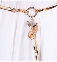 fashion elegant ladies metal stretch elastic thin waist chain women dress belt pearl rhinestone decorative clothes accessories