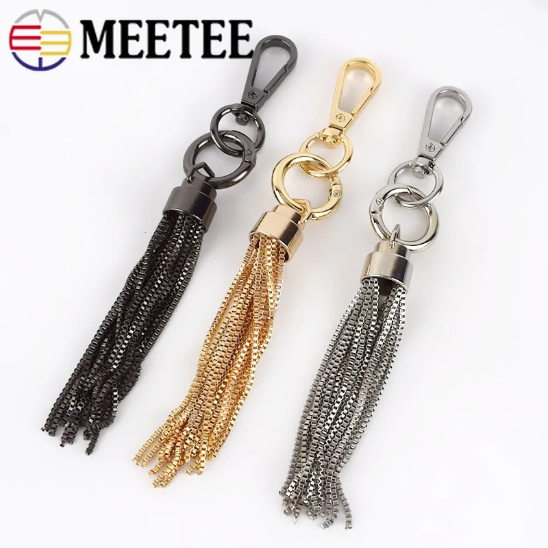 

Meetee 5/10 шт. 16 см с металлическими заклепками; туфли-лодочки брелок Tassel Pendant сумка ремень вешалка крючок для пряжек, самодельный сумок украшени...