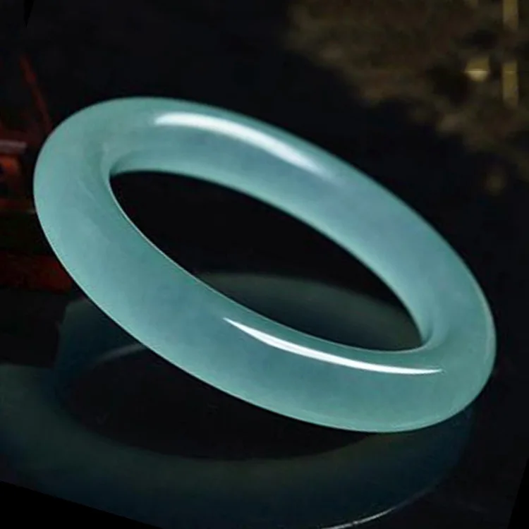 

Natural ice blue jade jade round strip bracelet elegant bracelet best light gift bangles for women men jade jade bangle