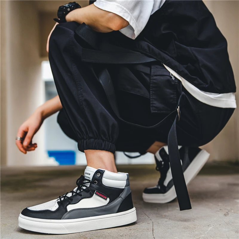 Autumn Winter Skateboarding Shoes Mens Popular Sneakers Summer Sneakers Fashion Boots Canvas Footwear Leather Black Flat Shoes