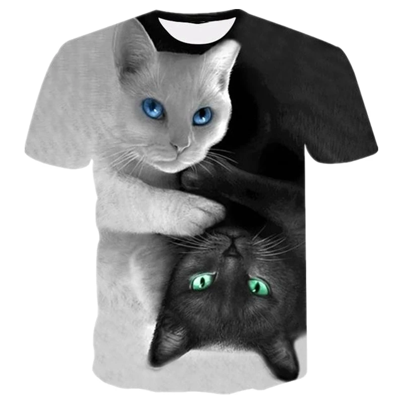 

2021 New Cool T-shirt Men/Women 3D printing T shirt Print Two Cat Short Sleeve Summer O-Neck Tops Tees Funny T shirt Male S-6XL