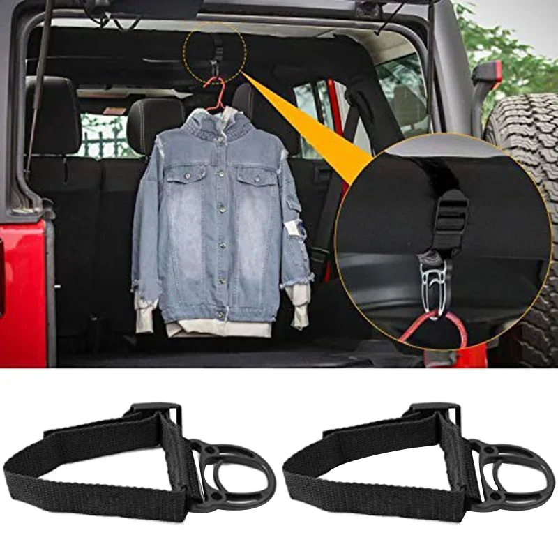 

2Pcs Roll Bar Coat Hanger Clothes Hook for Jeep Wrangler CJ YJ TJ LJ JK JKU JL JLU JT Sports Sahara Free Rubicon and Unlimite