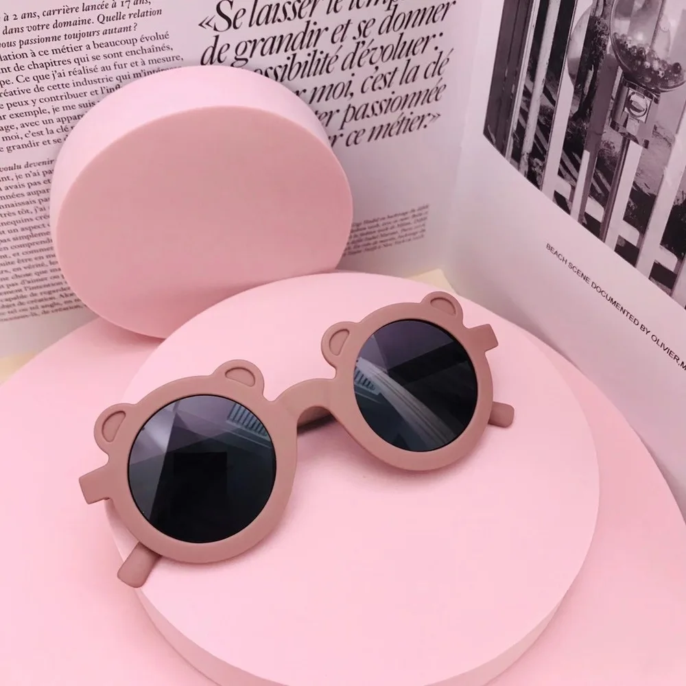 

New Cartoon Lovely Kids Sunglasses Bear Shape Frame Girls Children Sun Glasses Round Street Beat Baby Boy Eyeglasses Cute Shades