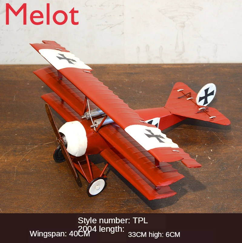 

Retro Tin Aircraft Model World War I Three Wings Combat Aircraft Model Decorations Ornaments Home Accessories For Living Room