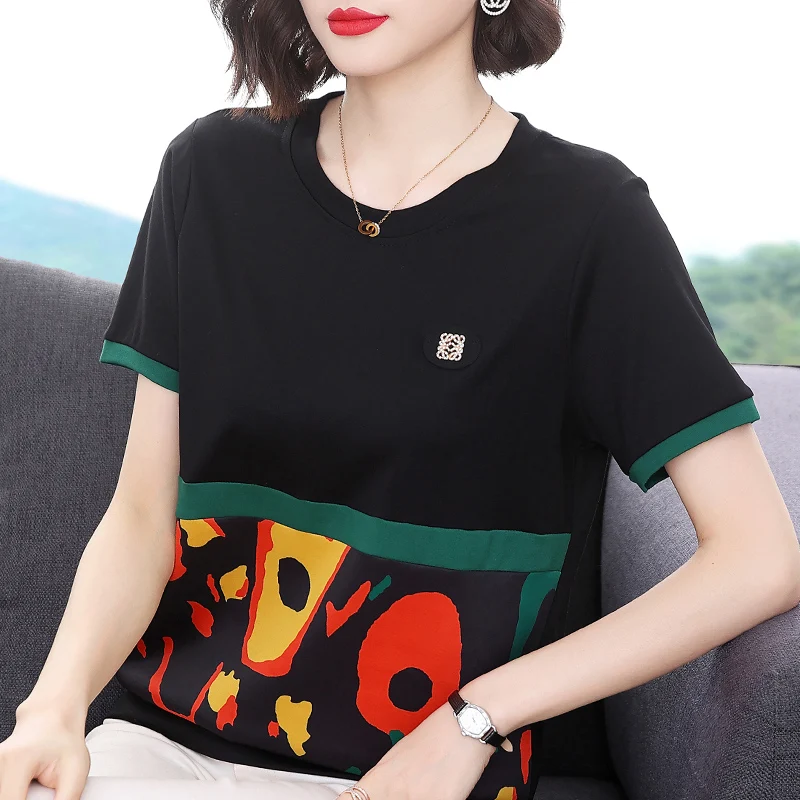 

BOBOKATEER Short Sleeve Cotton Woman Clothes Poleras Mujer Haut Femme T Shirt Women O-Neck Plus Size Tops T-shirty Damskie 2021