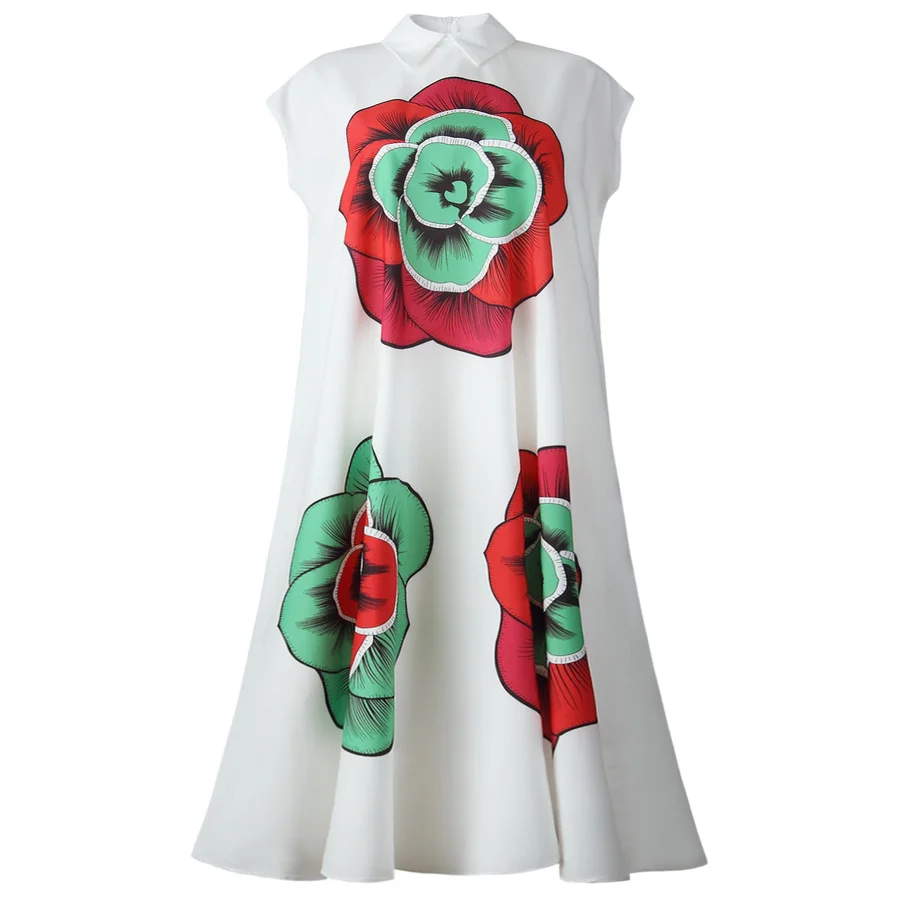 

Women's Plus Size Dresses Lapels Irregular Geometric Printed Madam High Waist African Quality Holiday Ankle-length Dress