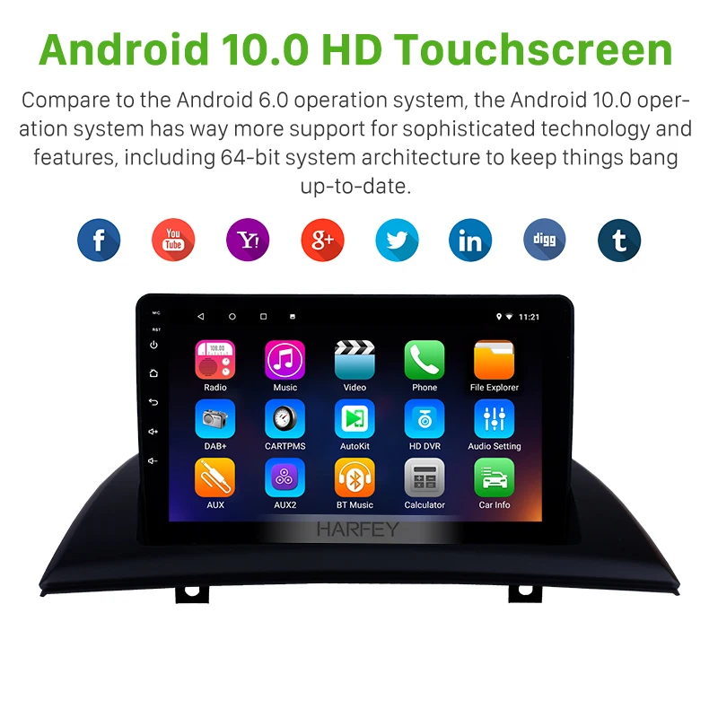 Harfey 2din Android 10.0 For BMW X3 E83 2004-2012 2.0i 2.5i 2.5si 3.0i 3.0si 2.0d 3.0d 3.0sd GPS Car Multimedia Player DAB+ | Автомобили и