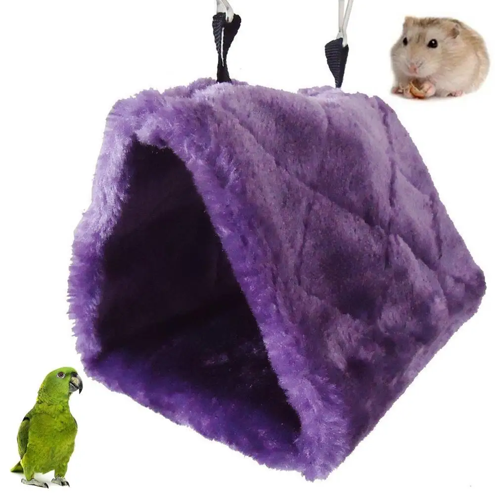 

Pet Bird Hanging Bed Cotton Pet Hammock Bed Parrot Hamster Plush Hanging Triangle Hammock Nest House Sleeping Bed Cotton Warm