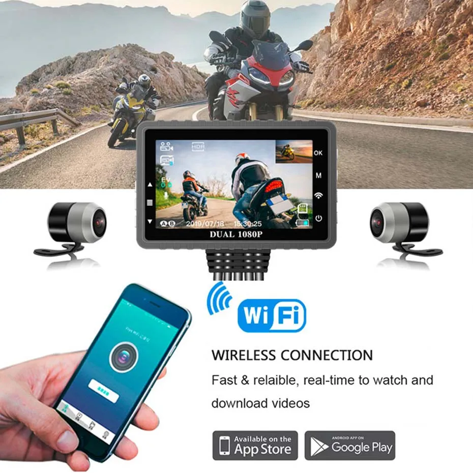 GPS Wi Fi Sony IMX323 датчик FHD 1080P видеорегистратор для мотоцикла привод фото двойной