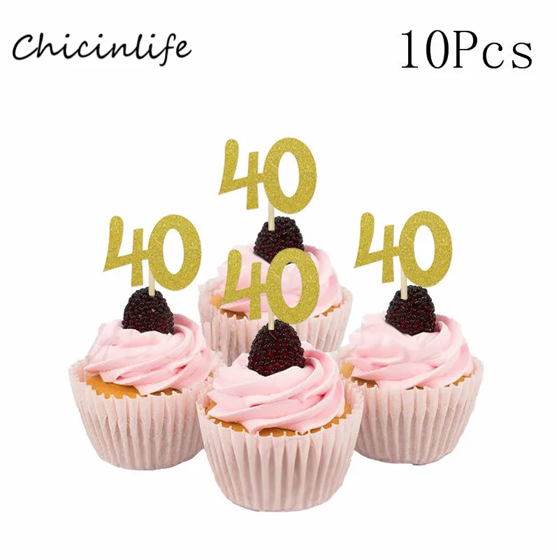 gold 40 Chicinlife 10 шт. бумажные соломы с номером 30 40 50 60 юбилейные соломинки для напитков 30th 40th 50th 60th День рождения украшения - Цвет: gold 40