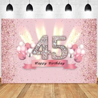 pink sweet 45th backdrop women adult happy birthday party lady champagne photography background photo backdrop decoration banner