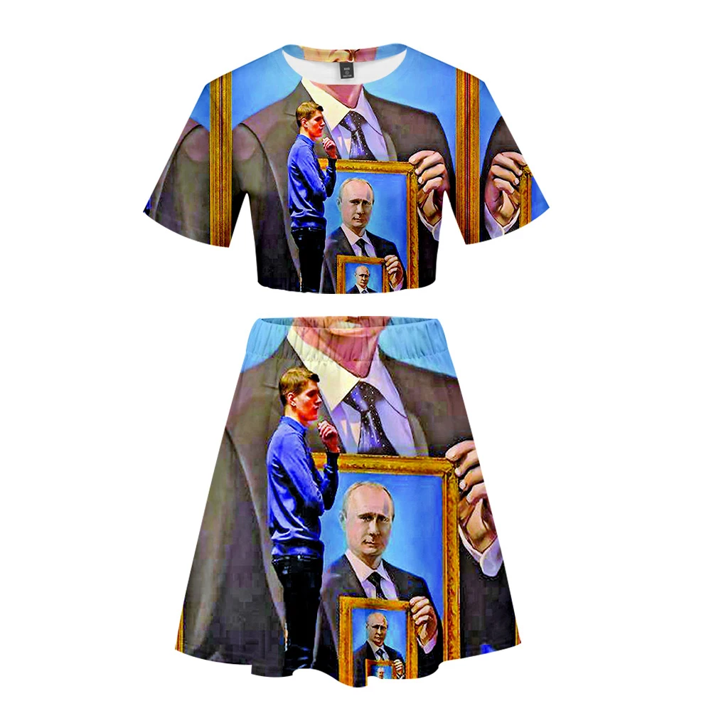 Костюм с короткой юбкой Путин из двух предметов рубашка унисекс стиль российский