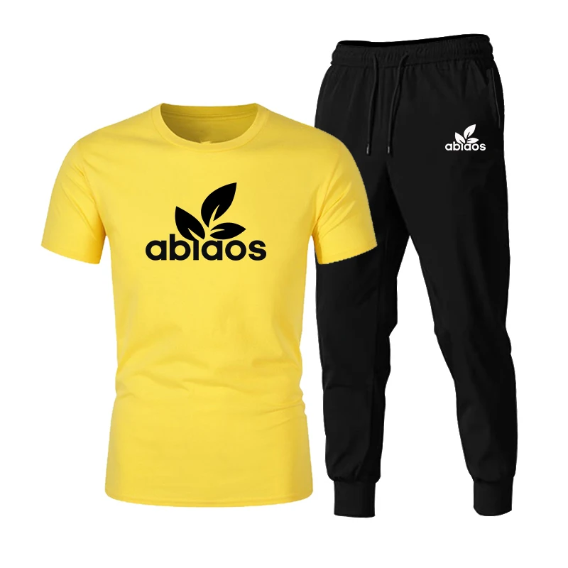 

2021New T-shirt 2 Pieces Sets Tracksuit Printing Men Short Sleeves+Pants Pullover Sportwear Suit Casual Sports Men Clothes