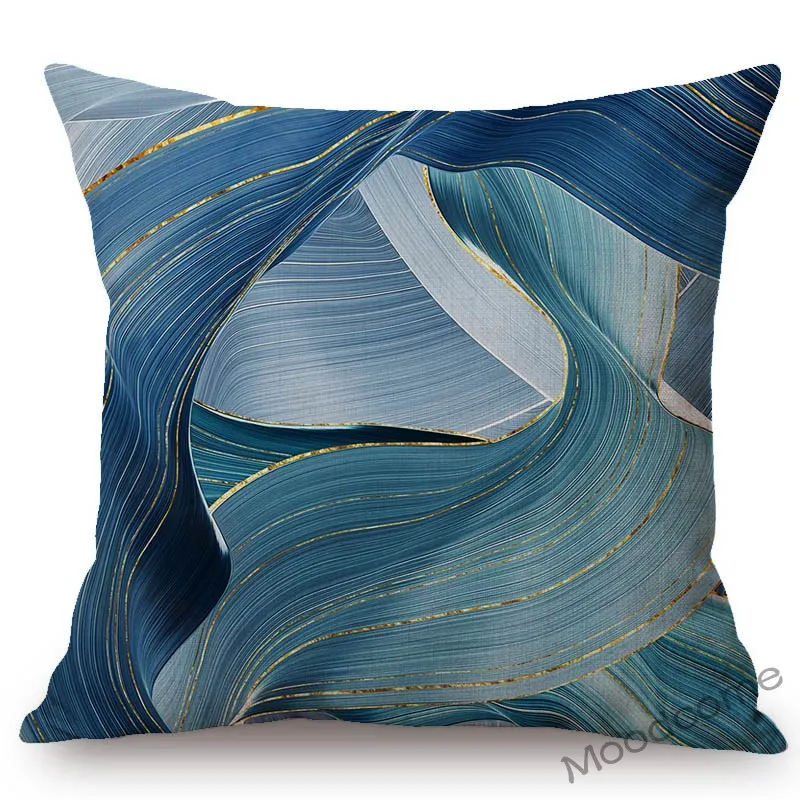 Modern Art Gilding Growth Ring Gold Navy Blue Geometric Nordic Mild Luxury Room Decorative Throw Pillow Case Linen Cushion Cover | Дом и сад