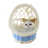 cute simulation cats kitten plush doll toy desktop figurine with hanging basket