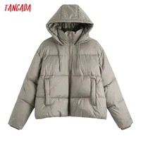 tangada 2021 winter women thick oversized hood parkas cotton jacket long sleeve female padded overcoat ce362