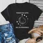 Женская Винтажная футболка с надписью Through Love All Is возможна