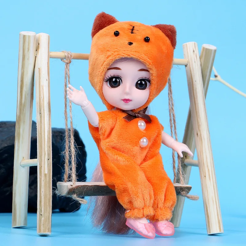 

New Fashion Cute Animal Plush Set 16cm Mini Bjd Doll Clothes Dress Up Baby Girl Dolls Accessories Kids Toys for Girls Gifts DIY