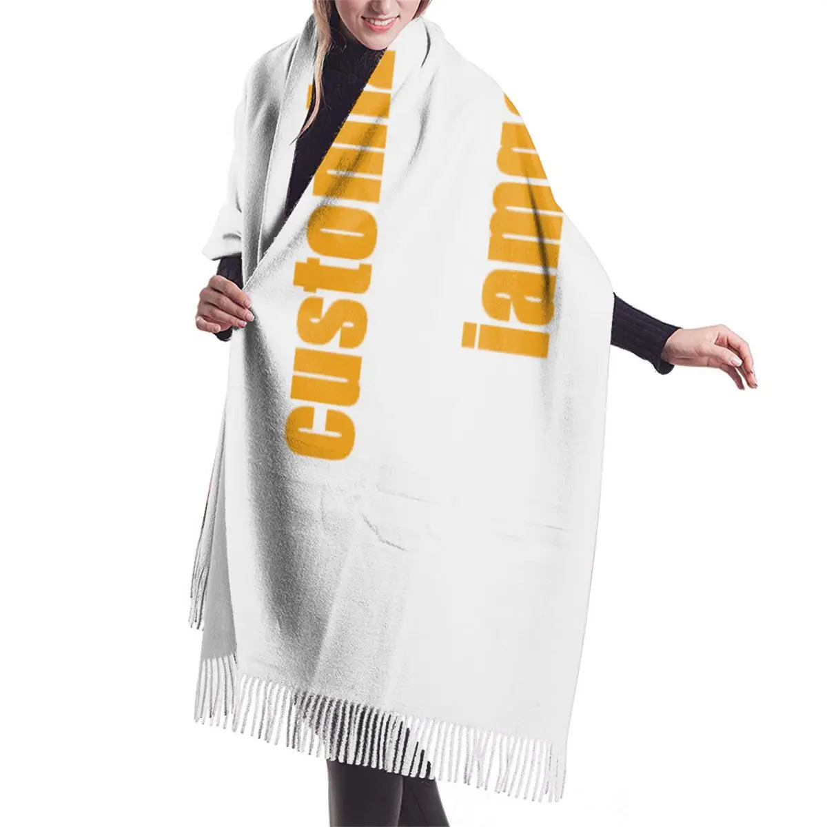 Женский кашемировый шарф с кисточкой на осень |