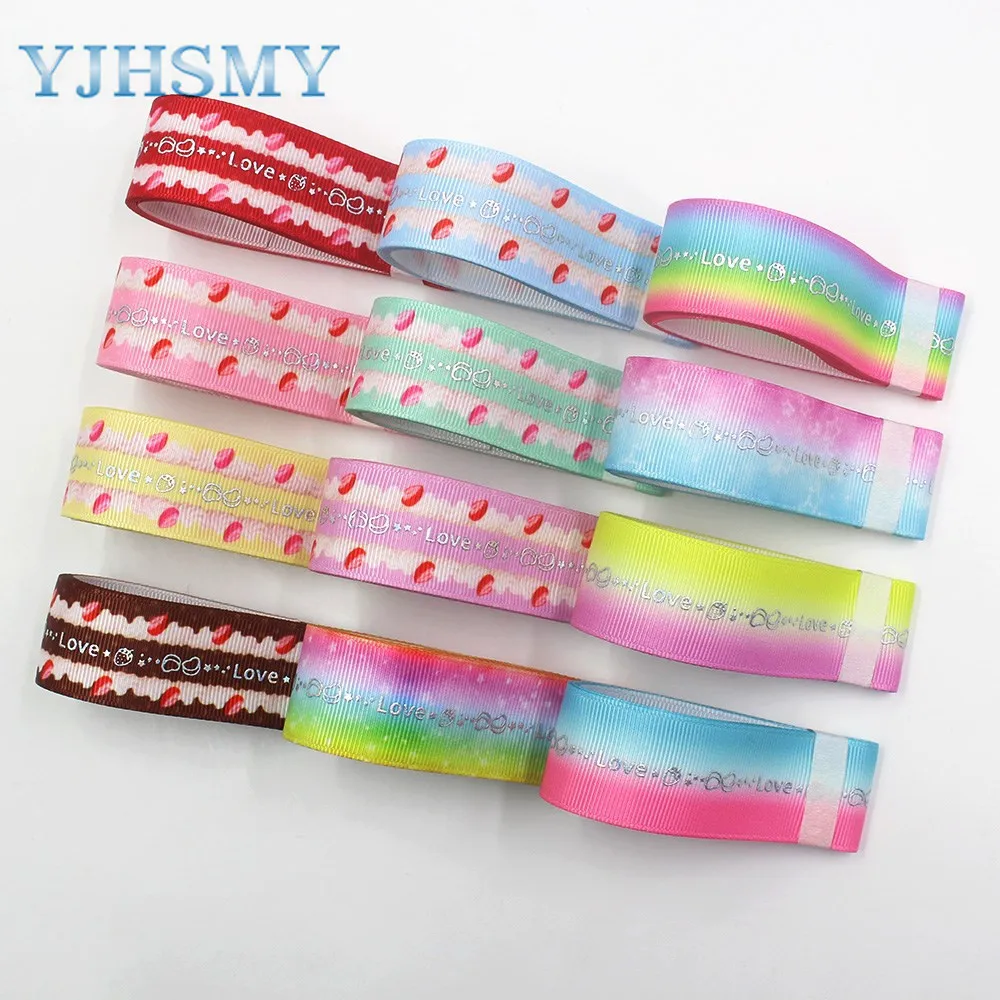 YJHSMY I-191121-2521 25 мм 10 ярдов мультфильм любовь горячее серебро grosgrain ленты одежда DIY