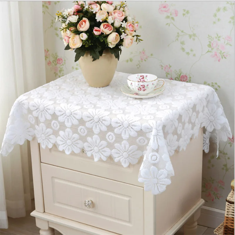 YMQY белая кружевная скатерть с цветочной вышивкой для свадьбы прикроватная
