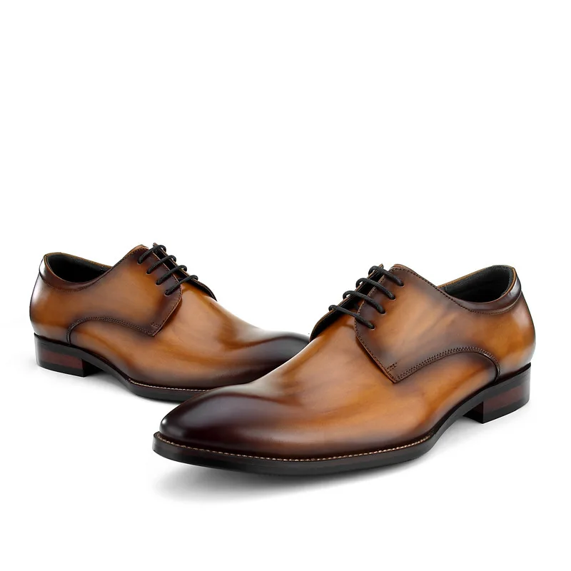 Туфли мужские деловые из натуральной кожи заостренный носок на шнуровке