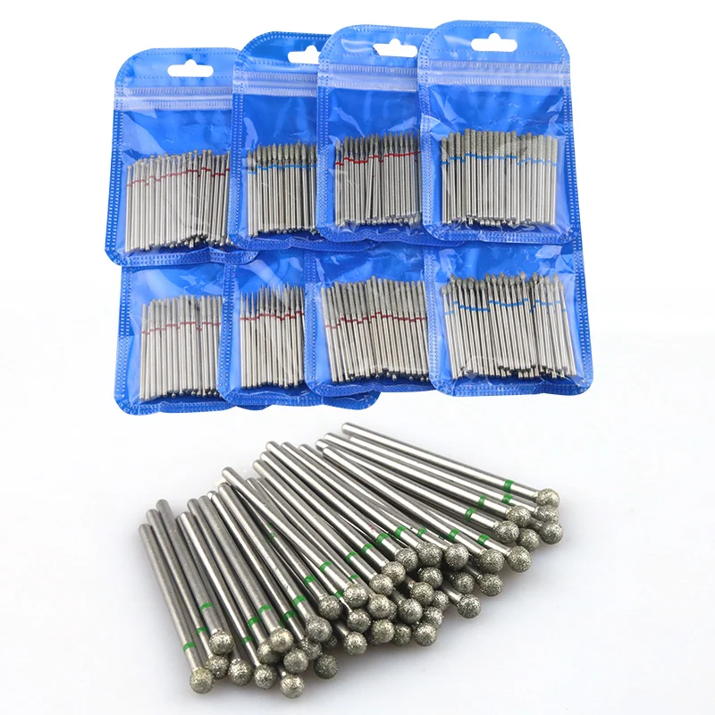 50шт/упаковка Алмазная насадка для маникюрного фрезера, ротационная фреза для удаления мертвой кожи на ногтях.