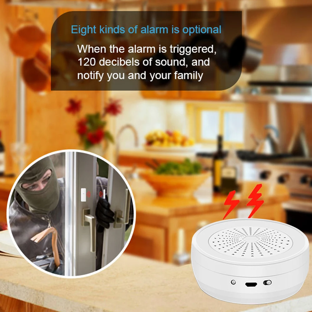 DPK1 Tuya Smart WiFi + RF Hub Регулируемая сирена Система сигнализации Alexa Google Voice Command Set Mode APP