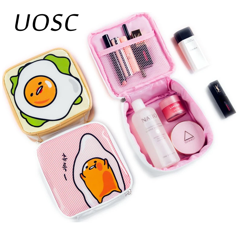 

UOSC Cartoon Cute Egg Makeup Bag Portable Travel Wash Bag Waterproof Skin Care Storage Box Cosmetic Organizer Storage Women Bags